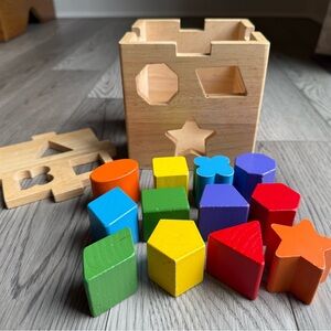 Classic Wooden Cube Shape Sorter Toy
